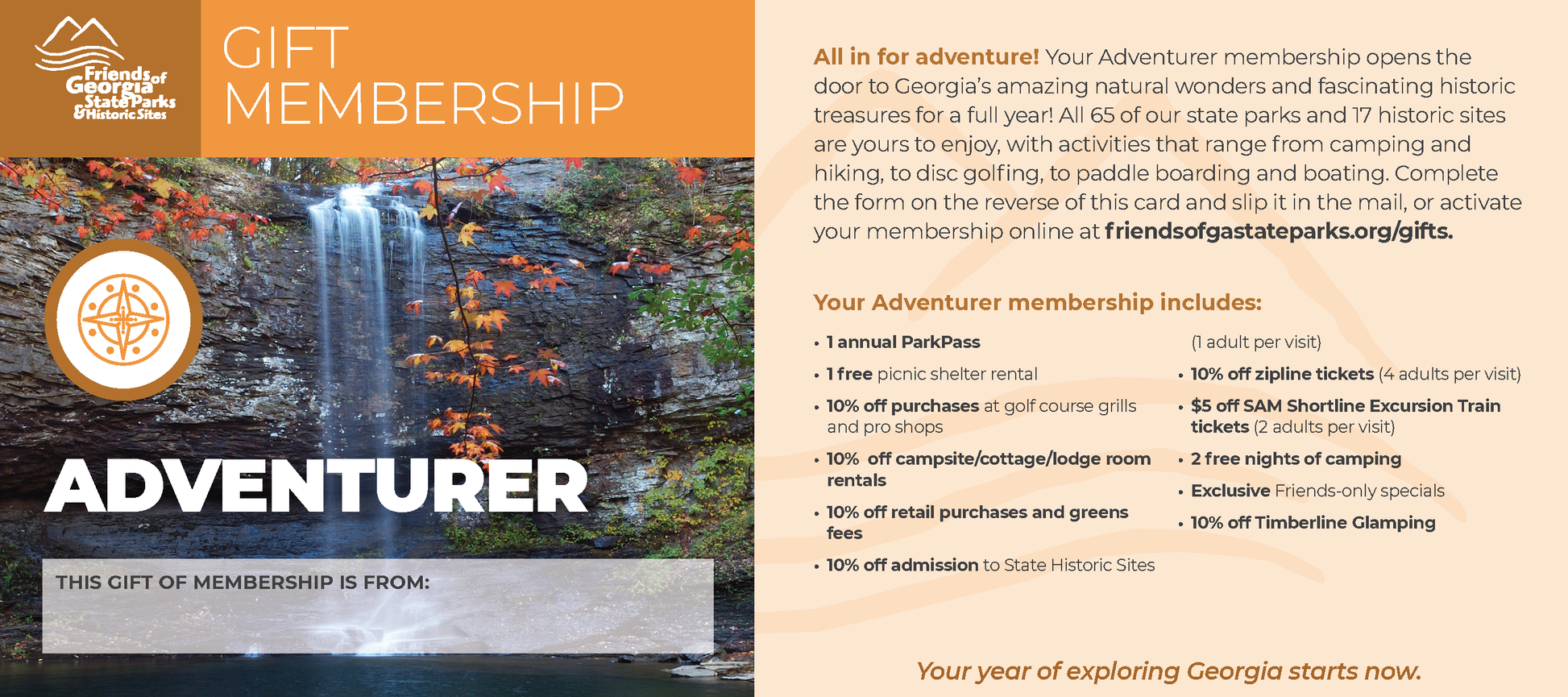 Gift membership certificate with scenic background
